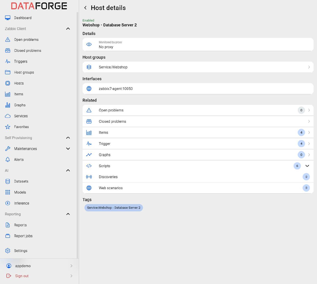 DataForge Host Details